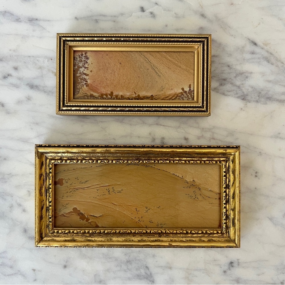 Vintage Gilded Framed Picture Jasper Stone Landscape Art Rock Marfa Texas curio - Picture 12 of 14